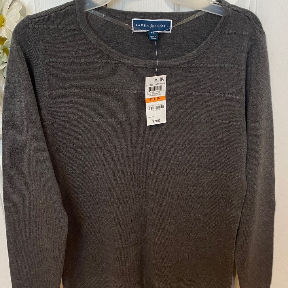 Karen Scott Dark Brown Knit Top